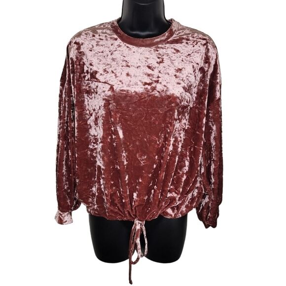 TopShop pink velvet balloon sleeve top size 6 - Picture 1 of 7